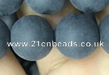 CAA2454 15.5 inches 18mm round matte black agate beads wholesale