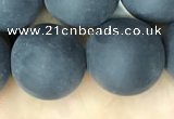 CAA2455 15.5 inches 20mm round matte black agate beads wholesale