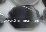 CAA246 15.5 inches 30*40mm twisted octagonal grey line agate beads