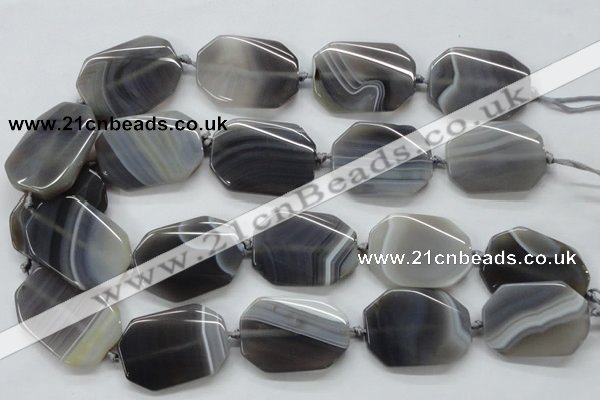 CAA246 15.5 inches 30*40mm twisted octagonal grey line agate beads