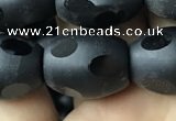 CAA2465 15.5 inches 12*16mm carved rice matte black agate beads