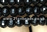 CAA2469 15.5 inches 4*6mm faceted rondelle black agate beads