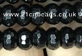 CAA2470 15.5 inches 5*8mm faceted rondelle black agate beads