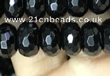 CAA2471 15.5 inches 6*10mm faceted rondelle black agate beads