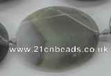 CAA248 15.5 inches 30*40mm faceted oval grey line agate beads