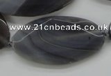 CAA249 15.5 inches 26*50mm faceted oval grey line agate beads