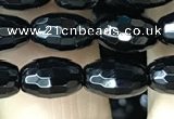 CAA2498 15.5 inches 6*9mm faceted rice black agate beads wholesale