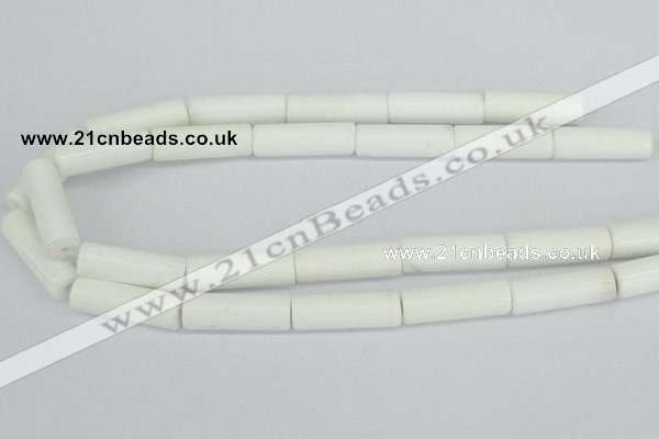 CAA25 15.5 inches 10*30mm cylinder white agate gemstone beads