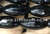 CAA2500 15.5 inches 6*16mm faceted rice black agate beads wholesale