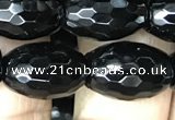 CAA2502 15.5 inches 10*14mm faceted rice black agate beads wholesale