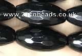 CAA2503 15.5 inches 10*20mm faceted rice black agate beads wholesale