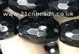 CAA2504 15.5 inches 13*18mm faceted rice black agate beads wholesale