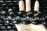 CAA2507 15.5 inches 15*30mm faceted rice black agate beads wholesale