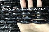 CAA2508 15.5 inches 12*50mm faceted rice black agate beads wholesale