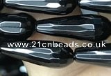 CAA2511 15.5 inches 6*16mm faceted teardrop black agate beads