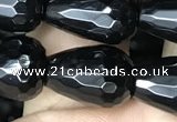 CAA2514 15.5 inches 10*14mm faceted teardrop black agate beads