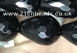 CAA2516 15.5 inches 13*18mm faceted teardrop black agate beads