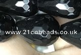 CAA2517 15.5 inches 15*20mm faceted teardrop black agate beads