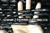 CAA2523 15.5 inches 12*50mm faceted teardrop black agate beads