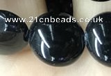 CAA2529 15.5 inches 16mm flat round black agate beads wholesale