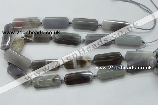 CAA253 15.5 inches 16*30mm faceted rectangle grey line agate beads