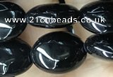 CAA2536 15.5 inches 8*10mm oval black agate beads wholesale