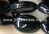 CAA2537 15.5 inches 8*12mm oval black agate beads wholesale