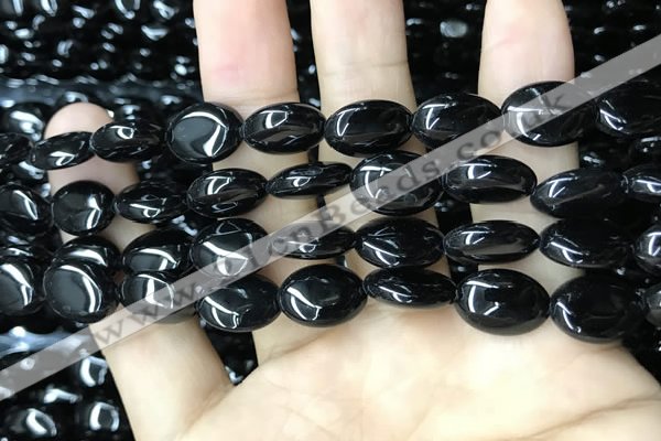 CAA2537 15.5 inches 8*12mm oval black agate beads wholesale