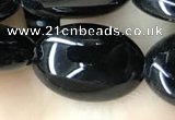 CAA2539 15.5 inches 12*16mm oval black agate beads wholesale