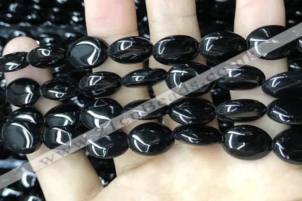 CAA2539 15.5 inches 12*16mm oval black agate beads wholesale