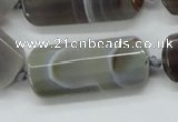 CAA254 15.5 inches 16*38mm faceted rectangle grey line agate beads