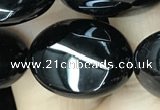 CAA2540 15.5 inches 13*18mm oval black agate beads wholesale