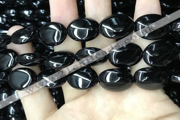 CAA2540 15.5 inches 13*18mm oval black agate beads wholesale