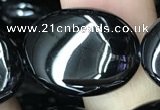 CAA2542 15.5 inches 18*25mm oval black agate beads wholesale