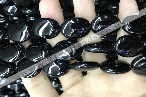 CAA2542 15.5 inches 18*25mm oval black agate beads wholesale