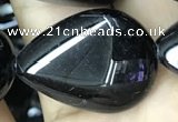 CAA2551 15.5 inches 18*25mm flat teardrop black agate beads wholesale