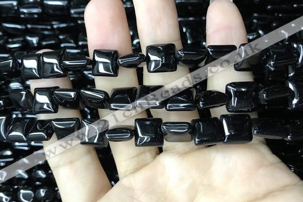 CAA2555 15.5 inches 10*10mm square black agate beads wholesale