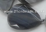 CAA256 15.5 inches 30*40mm faceted teardrop grey line agate beads