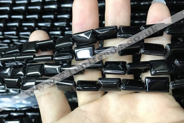 CAA2565 15.5 inches 8*12mm rectangle black agate beads wholesale