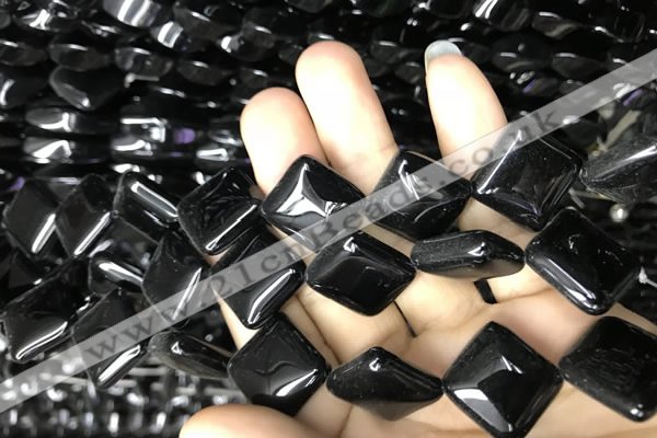 CAA2574 15.5 inches 12*12mm diamond black agate beads wholesale