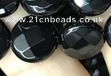 CAA2585 15.5 inches 20mm faceted coin black agate beads wholesale