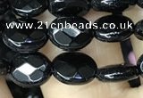 CAA2589 15.5 inches 6*8mm faceted oval black agate beads wholesale