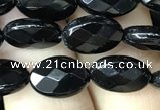 CAA2591 15.5 inches 8*12mm faceted oval black agate beads wholesale