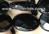 CAA2595 15.5 inches 15*20mm faceted oval black agate beads wholesale