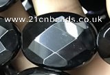 CAA2597 15.5 inches 22*30mm faceted oval black agate beads wholesale