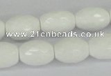 CAA26 15.5 inches 12*16mm faceted rice white agate gemstone beads