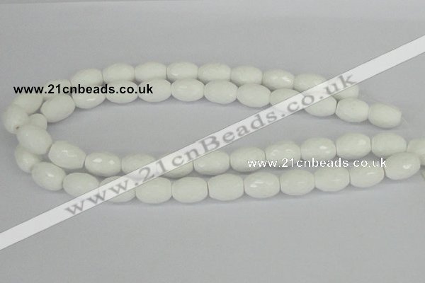 CAA26 15.5 inches 12*16mm faceted rice white agate gemstone beads