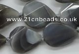 CAA260 15.5 inches 24*32mm twisted & faceted teardrop grey line agate beads