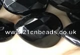 CAA2604 15.5 inches 15*20mm faceted flat teardrop black agate beads