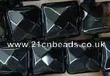 CAA2607 15.5 inches 8*8mm faceted square black agate beads